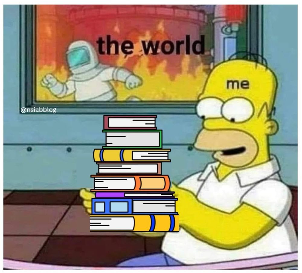 The world in flames. Me with my books 