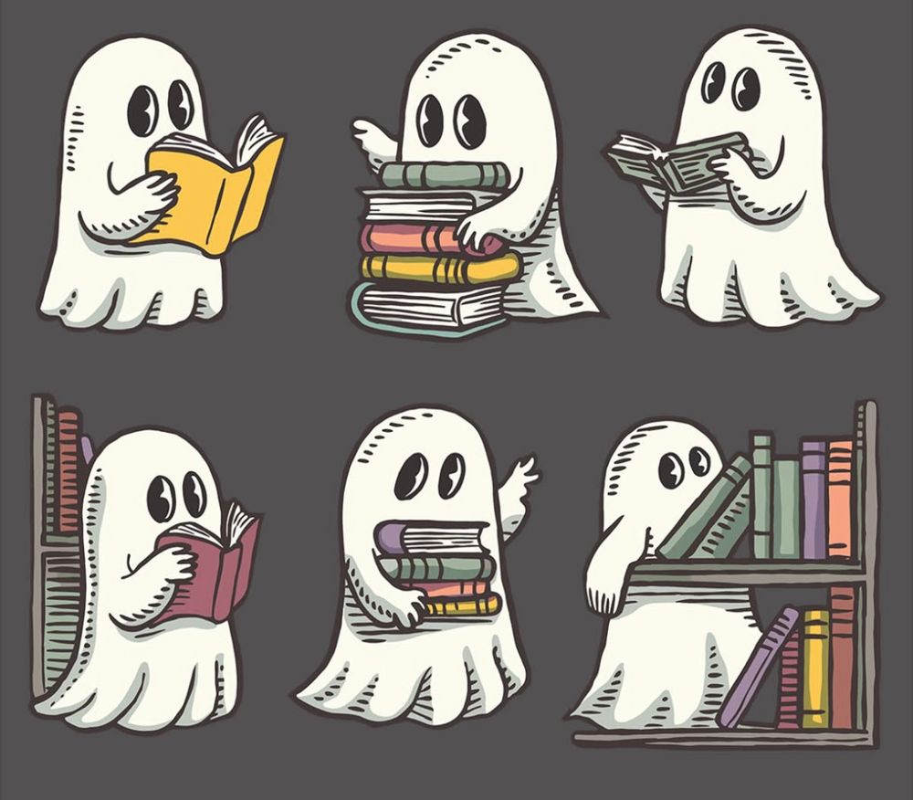 Ghosts reading books 
