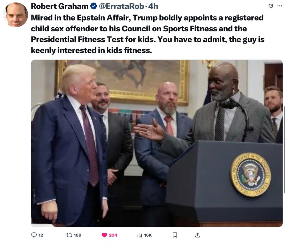 Trump appointed sex offender for kids fitness council. 