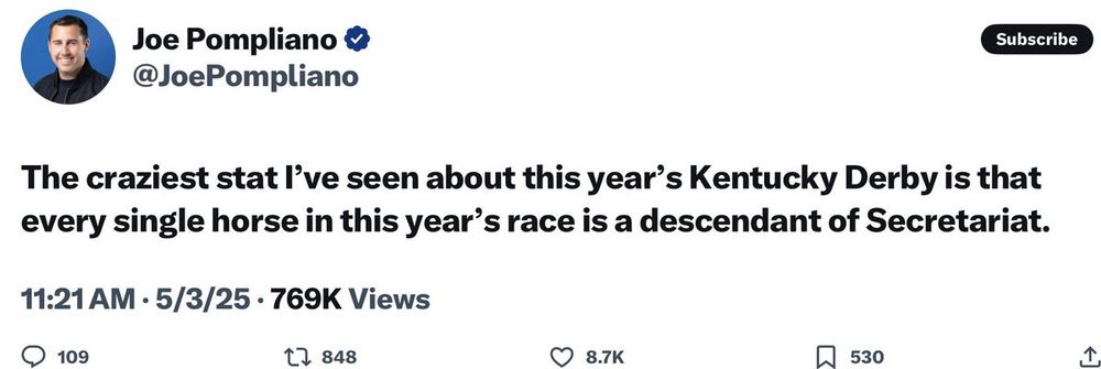 Secretariat sired 600 foals.