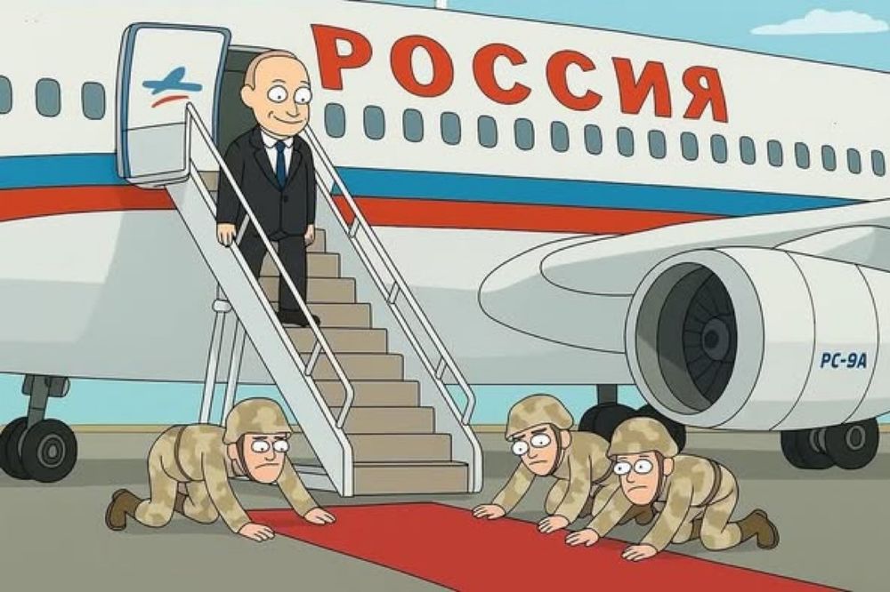 American soldiers on their knees rolling out the red carpet for war criminal. 