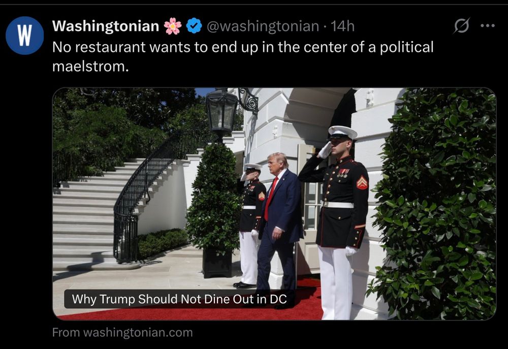 Why Trump should not dine out. 