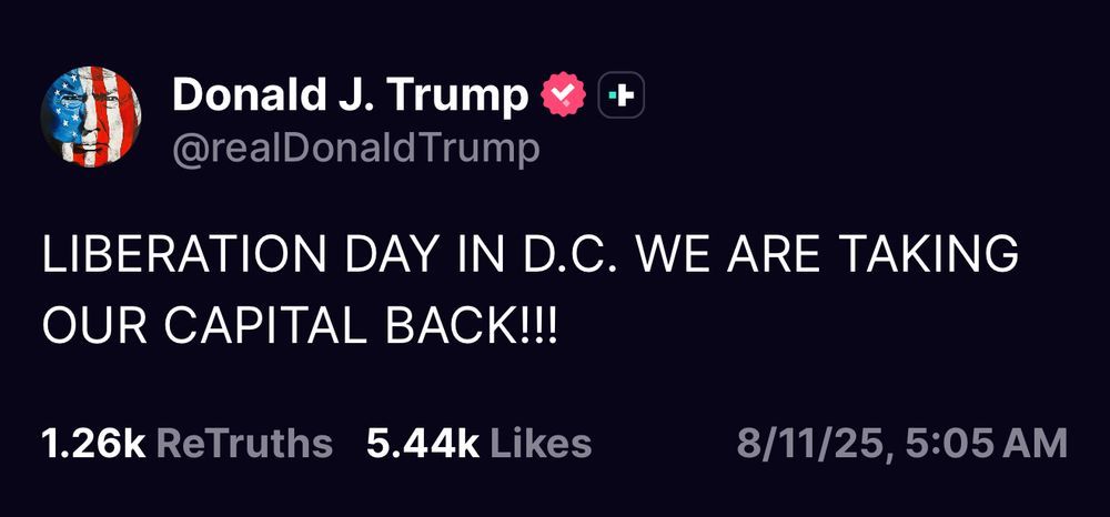 Trump post about DC