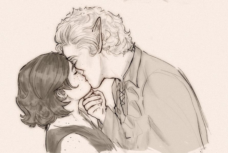 Astarion and Tav kissing