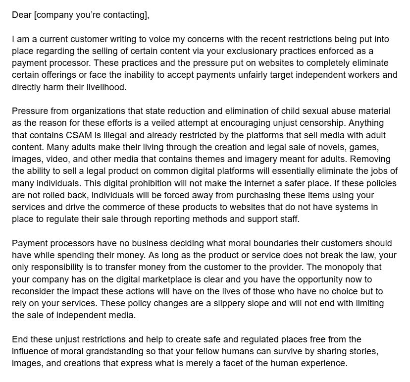 Screenshot of the text of the letter linked in the next post on this thread