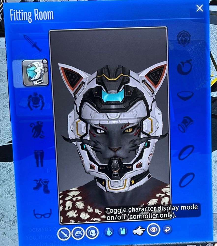 Hrothgar with coeurl whiskers peaking out of her space helmet