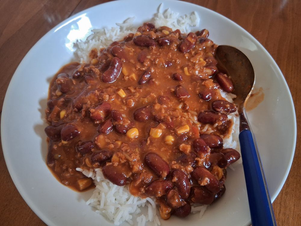 Chili sin carne mit Reis 