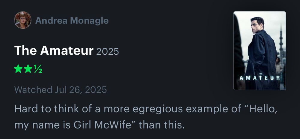 Hard to think of a more egregious example of “Hello, my name is Girl McWife” than this.