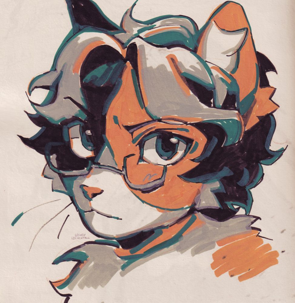 sketchbook scan of a drawing of a cat