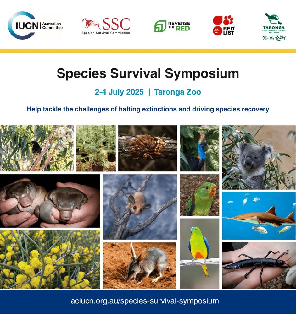 A poster about the July Species Survival Symposium at Taronga Zoo, including images of Australia's threatened species.