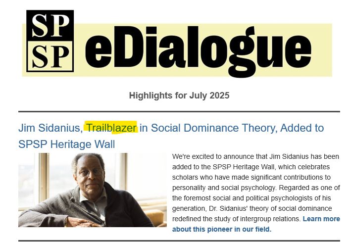 Jim Sidanius, Trailblazer in Social Dominance Theory, Added to SPSP Heritage Wall

