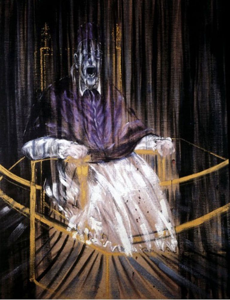 Painting of Francis Bacon's surreal portrait of Pope Innocent X