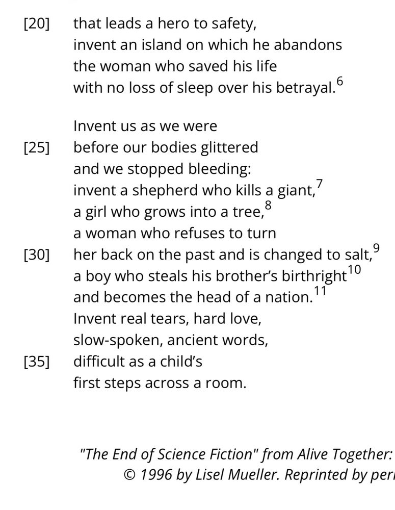 Text of ‘The End of Science Fiction’ by writer Lisa Mueller 