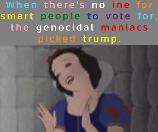When there's no ine for smart people to vote for, the genocidal maniacs picked trump.
