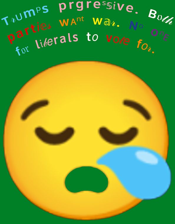 Trumps prgressive. Both parties want war. No one for liberals to vote for.
