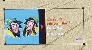 A photo of my older fanart of Killjoy from 2021 being displayed among a collage of other artists