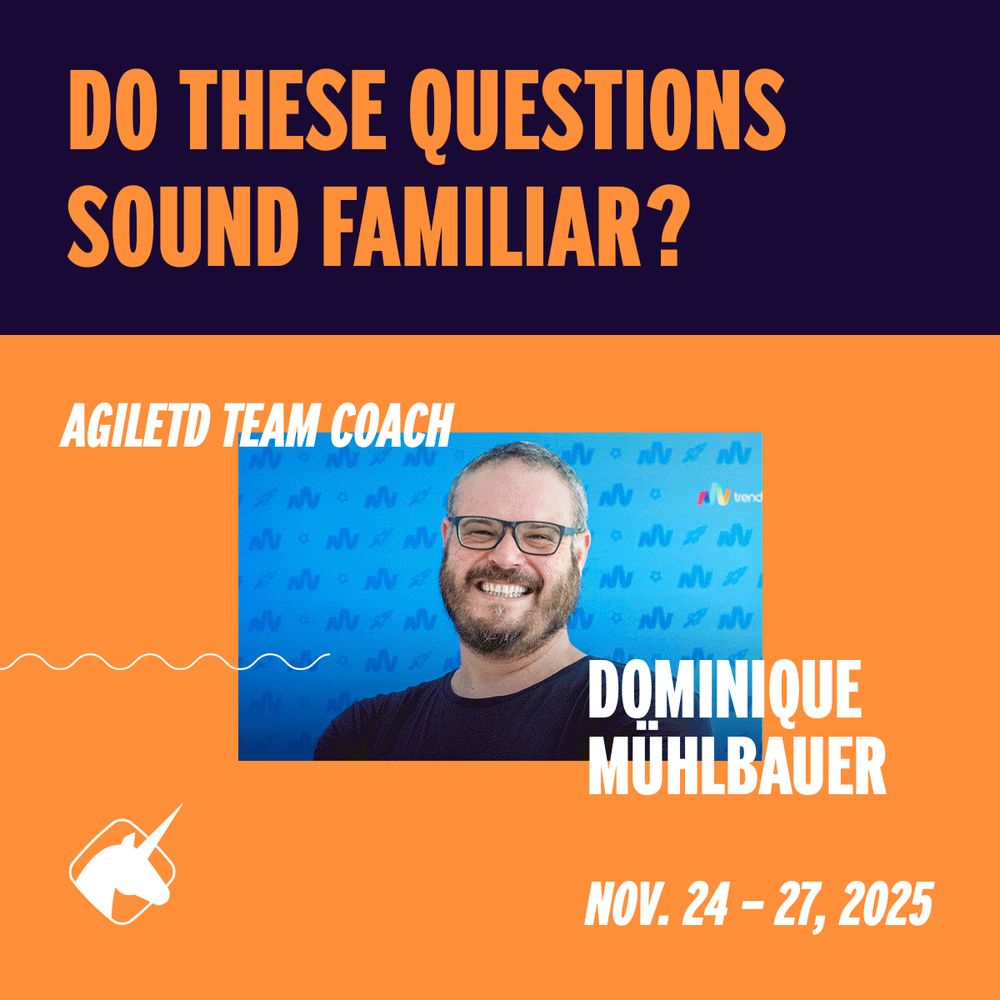 Gif showing Agile Testing Days Team Coach Dominique Mühlbauer and the questions he helps software quality teams to answer in the free team coaching sessions for groups of 3 or more