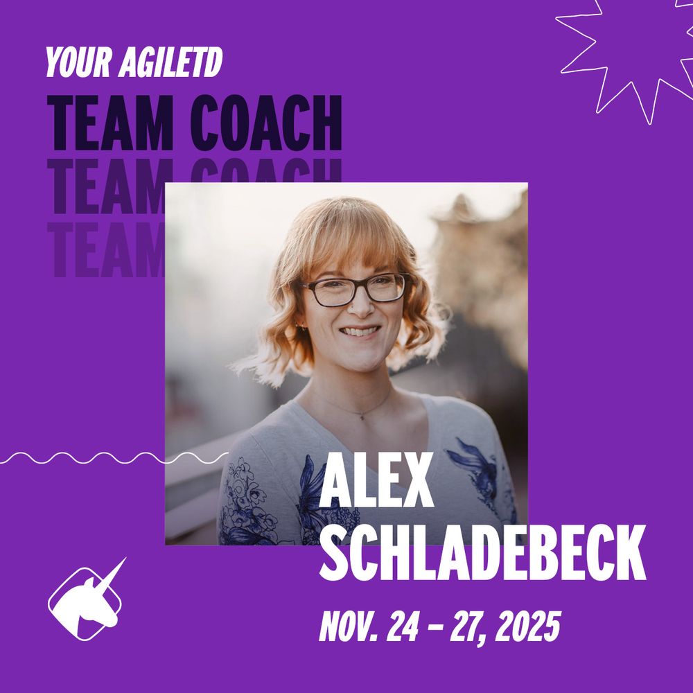 banner showing Agile Testing Days Team Coach Alex Schladebeck. Alex helps software quality teams to answer questions or discuss challenges their team has during the the free team coaching sessions for groups of 3 or more