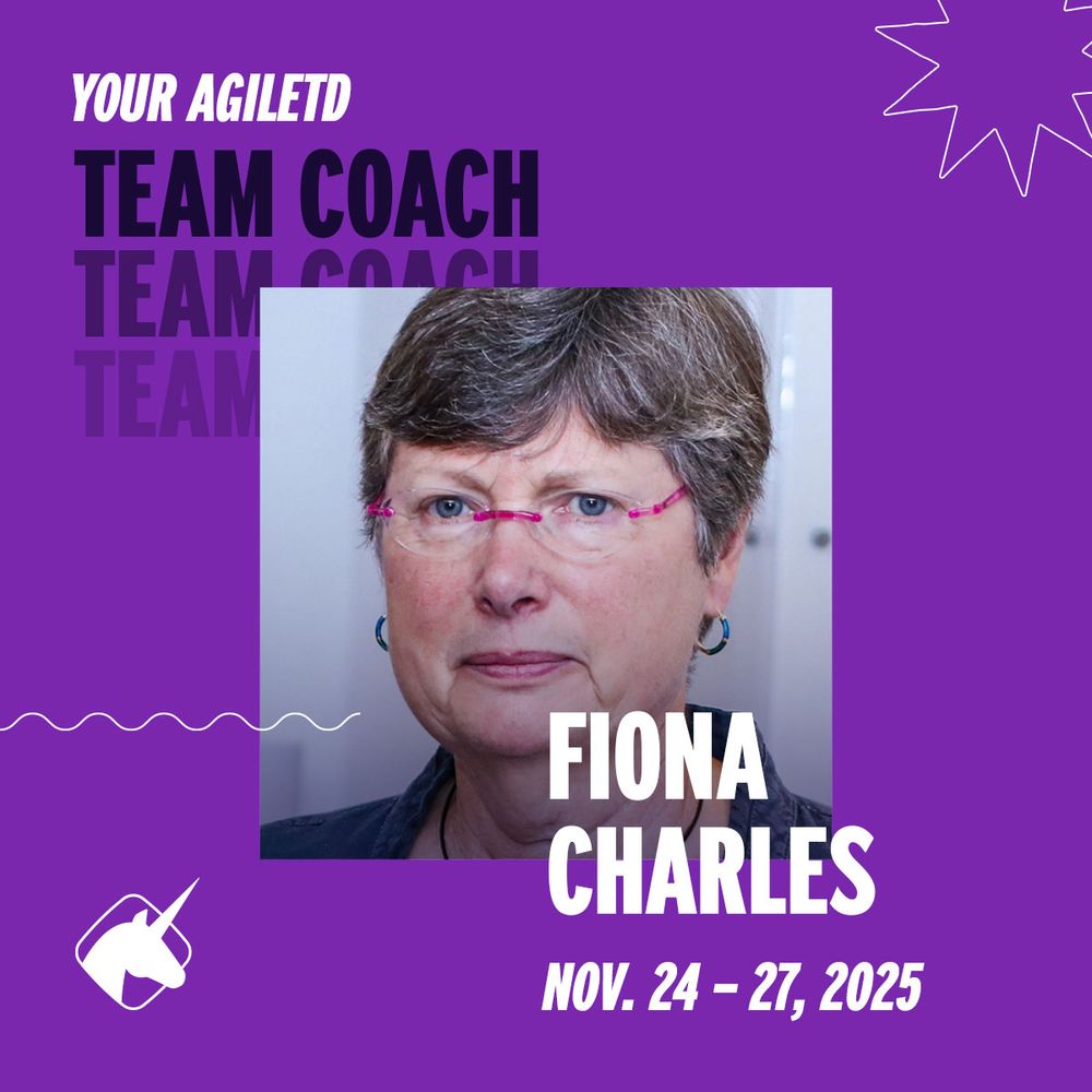 banner showing Agile Testing Days Team Coach Fiona Charles. Fiona helps software quality teams to answer questions or discuss challenges their team has during the the free team coaching sessions for groups of 3 or more