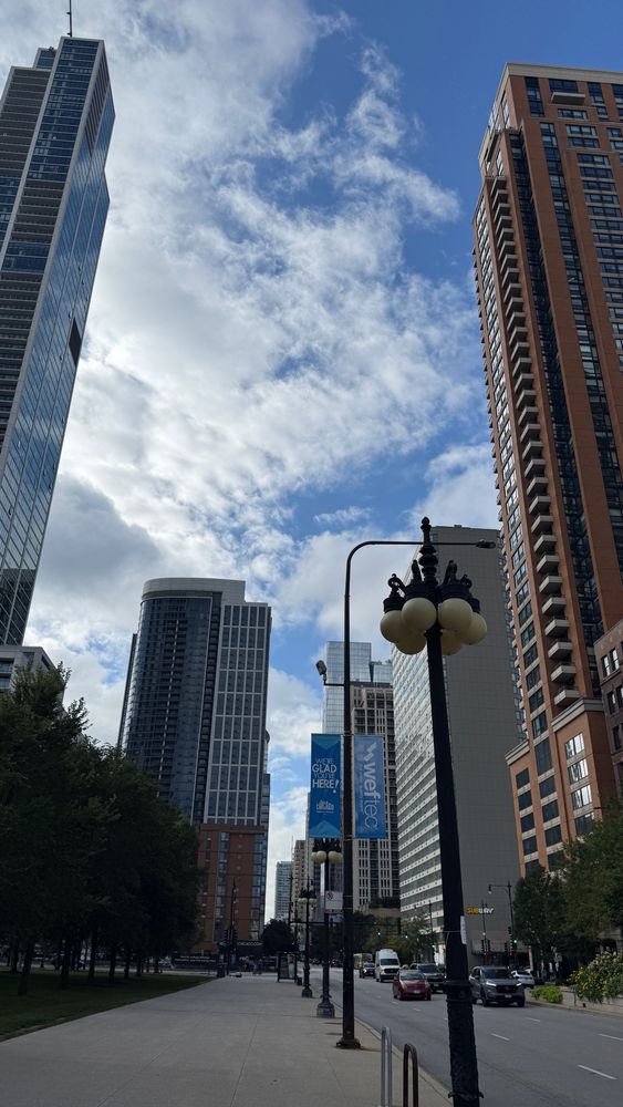 Pic of Michigan avenue in Chicago com and peaceful. 