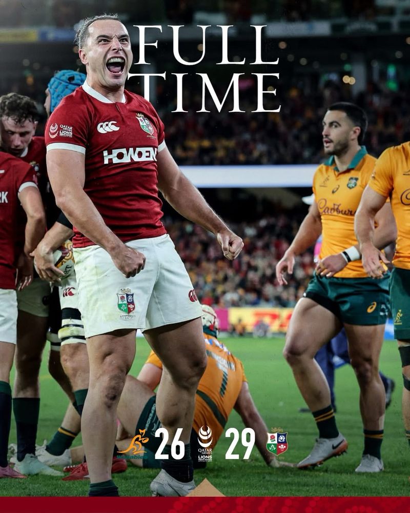 Full-time score, Australia 26 British and Irish Lions 29.