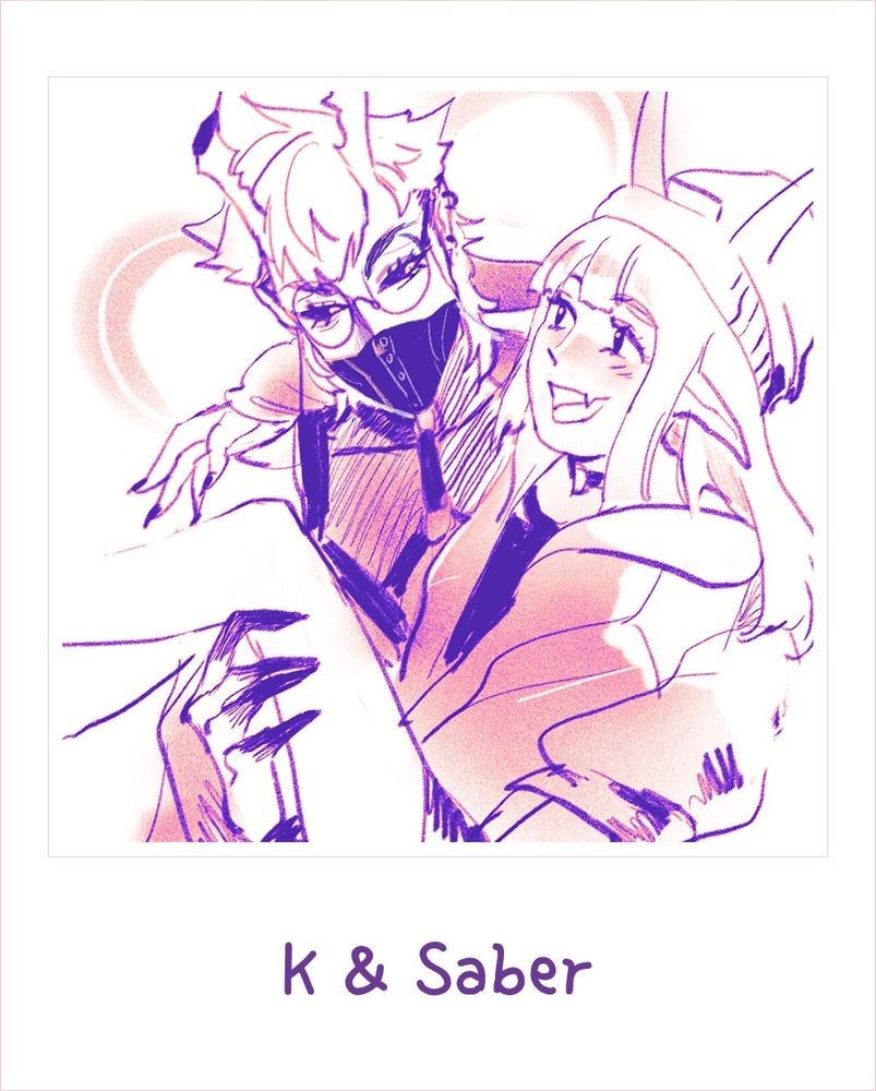 K (my oc) carrying Saber