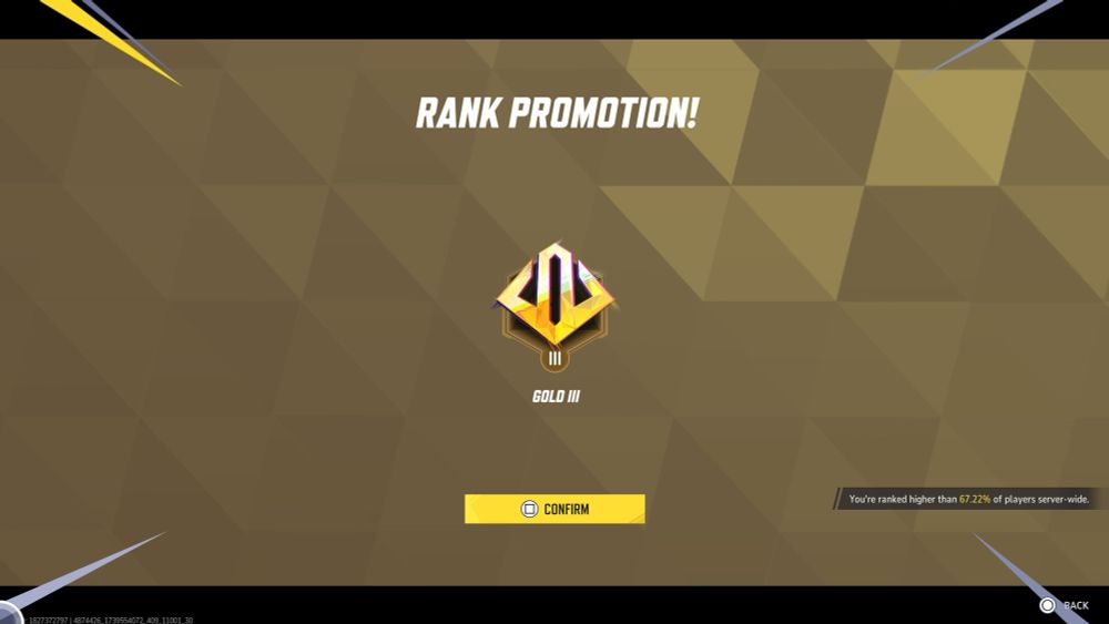 rank promotion screen from marvel rivals game, depicting promotion to gold 3