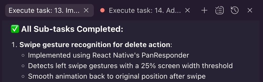 A completed execution and a running execution in Kiro