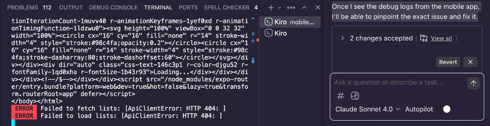 Kiro logs. Like RIGHT THERE