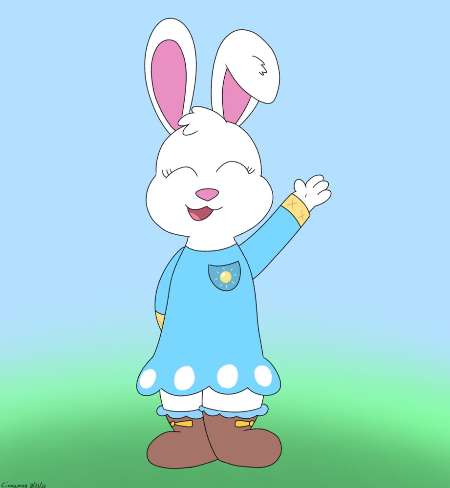 A simple drawing of Sunrina, my Easter Bunny OC! She's waving at the viewer