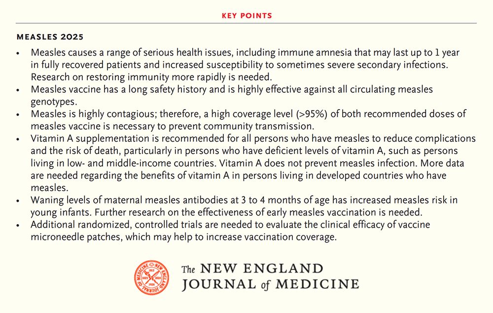 Key points from the Review Article "Measles 2025" 