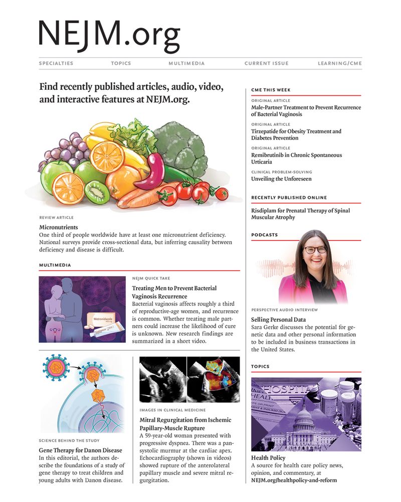 Images and descriptions of what's available on NEJM.org this week