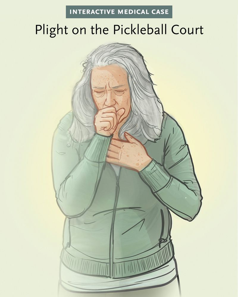 Interactive Medical Case 
Plight on the Pickleball Court 

An illustration of a woman coughing  