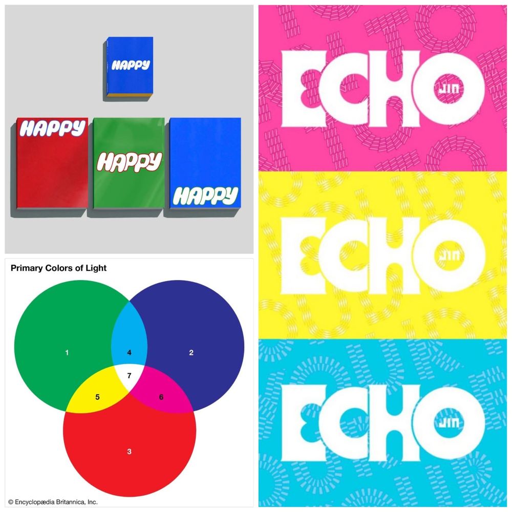 Color theory of Jin’s album colors in relation for the 7 colors of light.