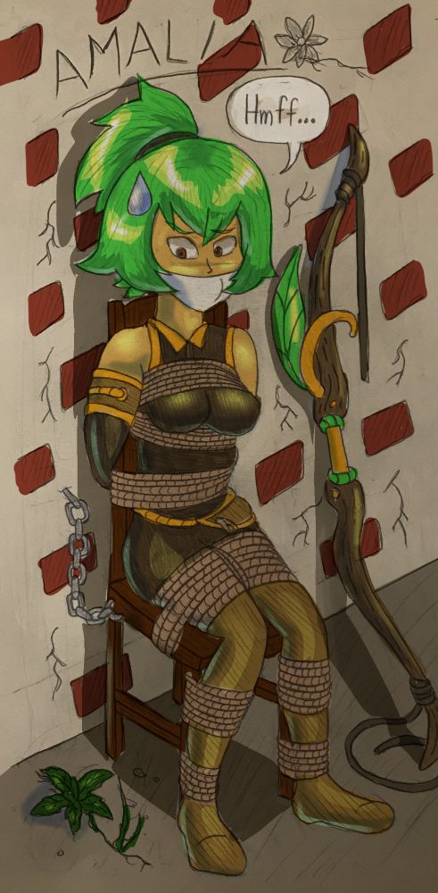 Alternate version of Wakfu season 4 where Amalia dressed in Cra warrior outfit to help the people of Evangelyne to fight a major threat orchestrated by Qilby managed to escape from the white zone where he was exiled by Yugo at the end of season 2, unfortunately she was taken prisoner and locked in a cell.