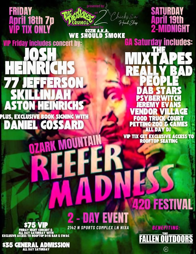 Ozark Mountain Reefer Madness festival flyer Apr 18th-19th.