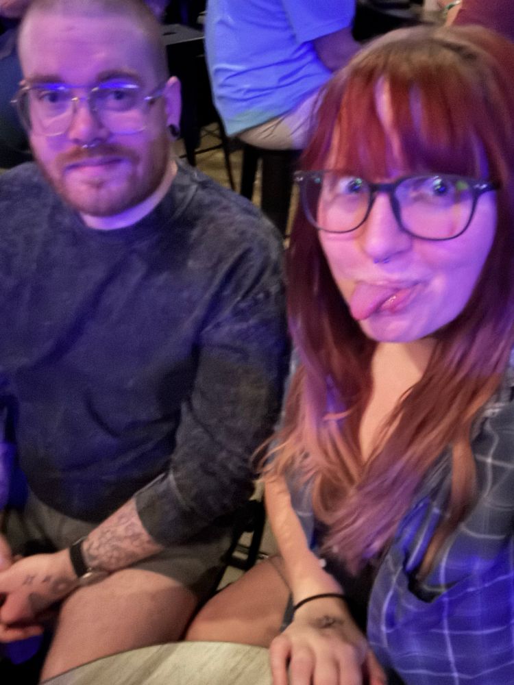 My husband (left) smiling and me (right) ruining the picture by sticking my tongue out 