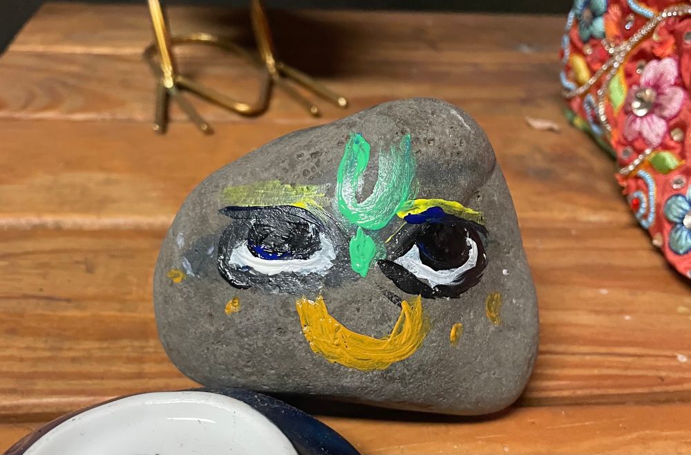 Rock painted as Govardhan hill