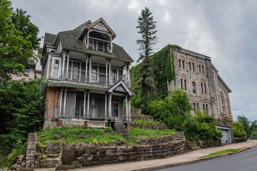 Neighborhood in Shamokin on A Cloudy Summer Afternoon in Pennsylvania