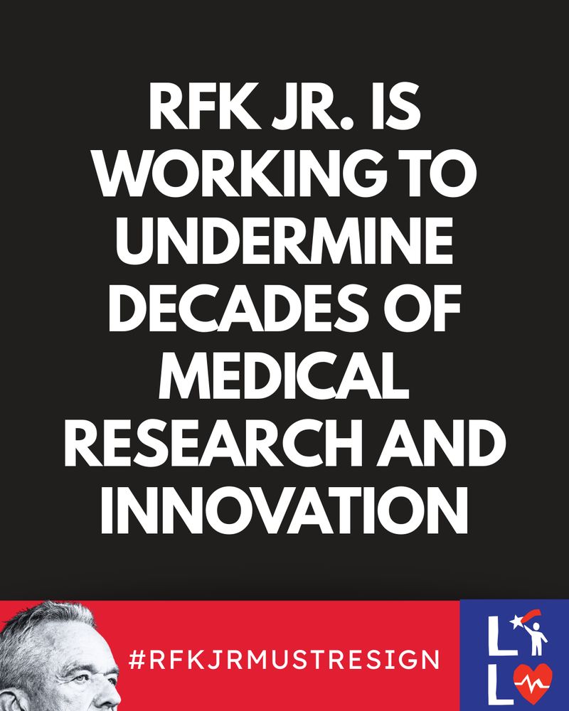 A graphic with a black background and white font that reads "RFK JR. IS WORKING TO UNDERMINE DECADES OF MEDICAL RESEARCH AND INNOVATION"