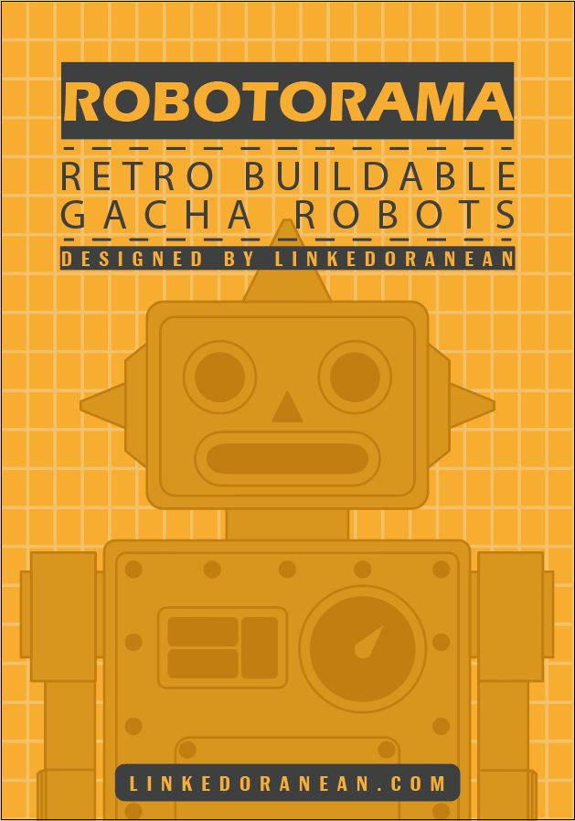Concept design for the box art of my blind bag gacha retro robo collection called ROBOTORAMA