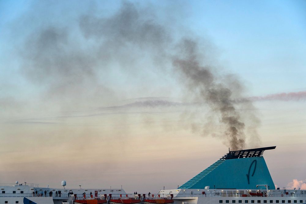 3. Smoke billowing from car ferry funnel while passengers are on deck below (Dave Walsh 2024)
