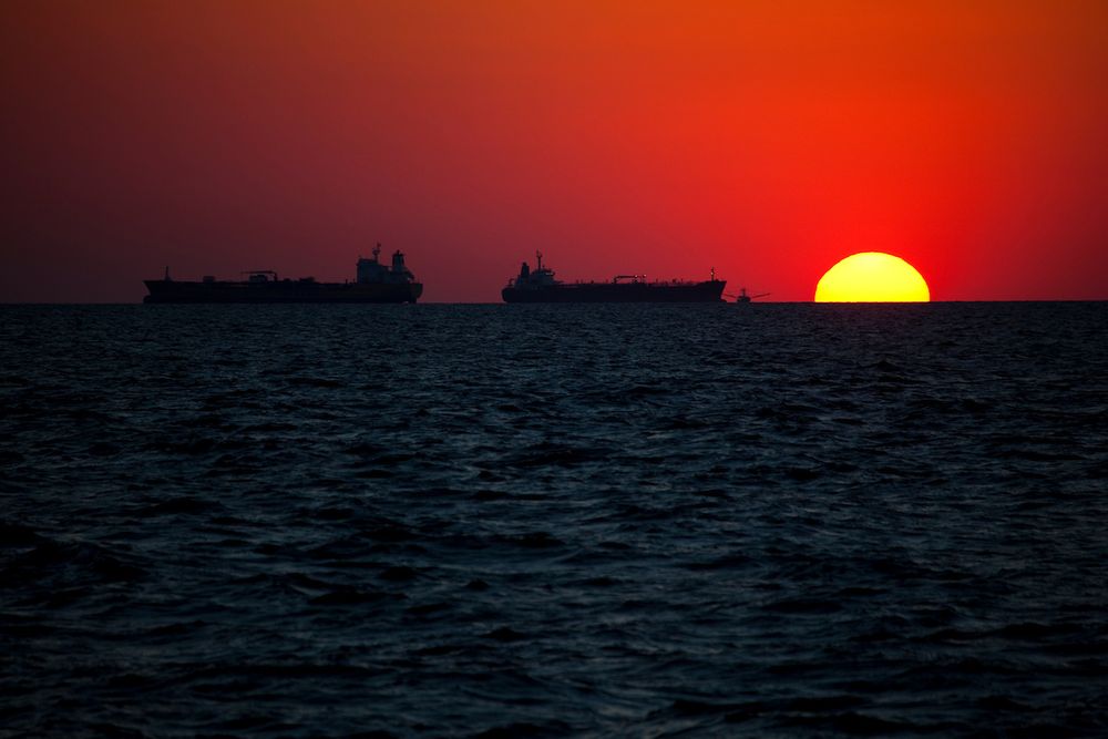 7. Oil tankers in Gulf of Mexico (Dave Walsh 2010). By weight, 40% of maritime trade consists either of fossil fuels on way to be burned or of chemicals derived directly from fossil fuels.
