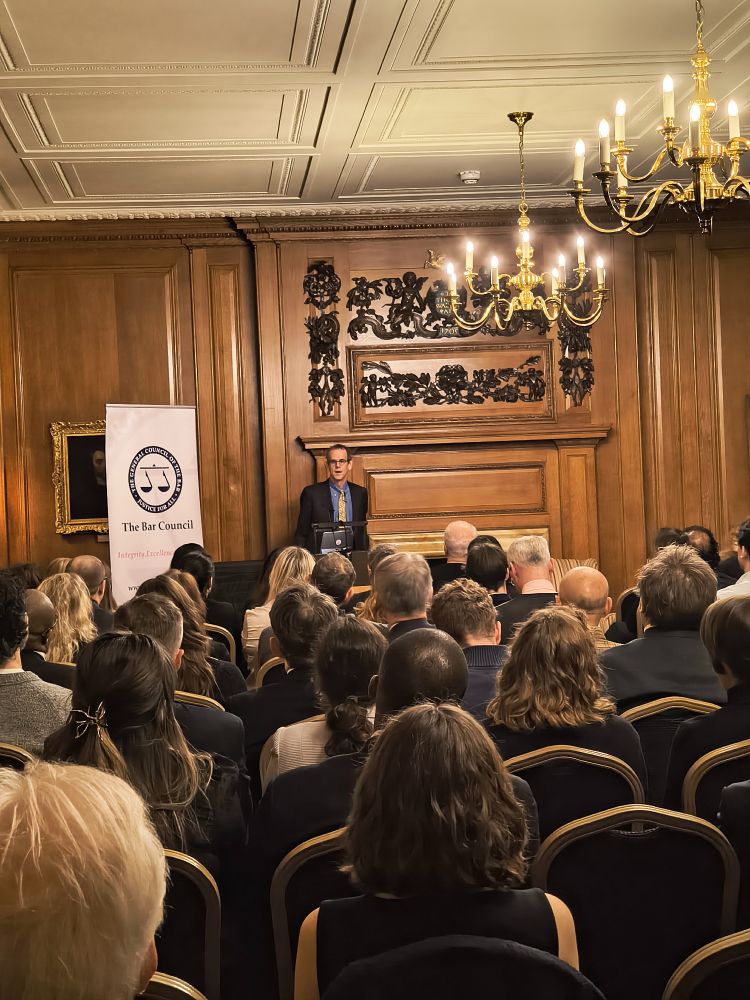 Professor David Cole addresses the audience at Inner Temple tonight in London.