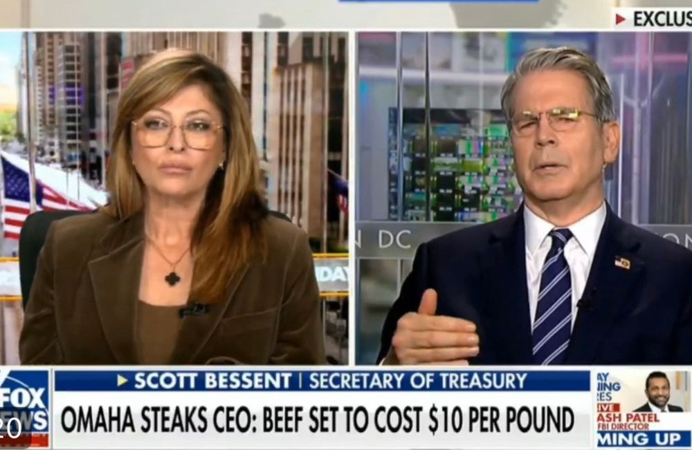 Screenshot of Scott Bessent pushing more lies on Fox News
