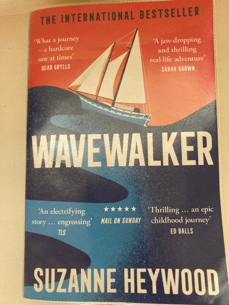 Book cover of Wavewalker by Suzanne Heywood depicting a sailboat.