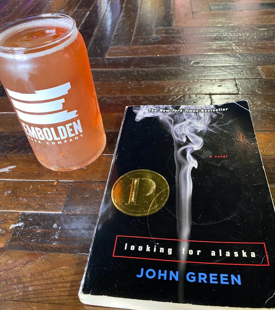 Looking for Alaska by John green book and a beer in a glass 