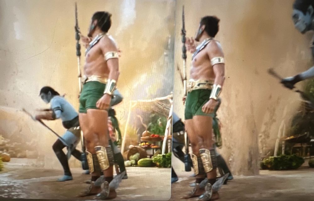 Namor’s digitally reduced 🐓. Left image from Teaser Trailer; right from final movie. 👎 
