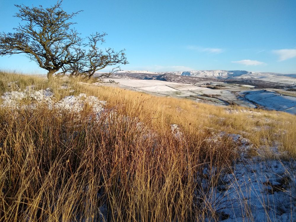 Winter Pennine upland landscape.