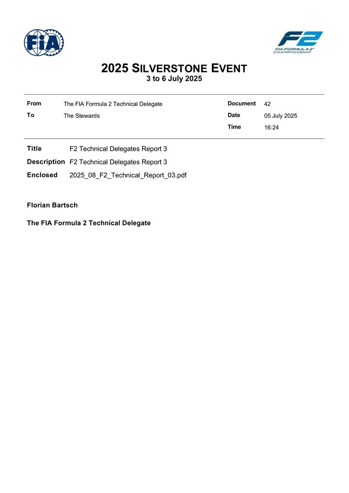 2025 Silverstone Event - F2 Technical Delegates Report 3